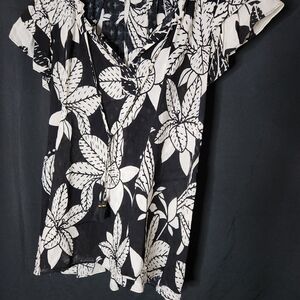 Floral Black and White Women's Top